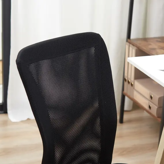 Buy Office Chair, Armless Desk Chair, Adjustable Computer Swivel Chair with Rolling Wheels and Mesh Back for Home Work Study, Black, 7 image