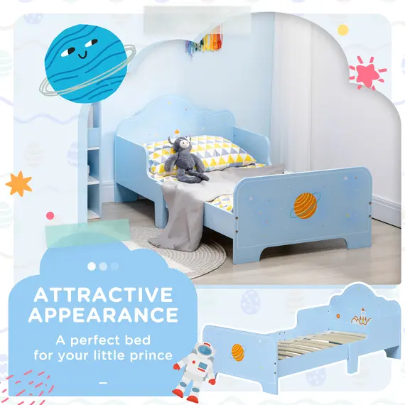 Buy Space Themed Toddler Bed, Kids Bedroom Furniture, with Safety Rails - Blue, 4 image