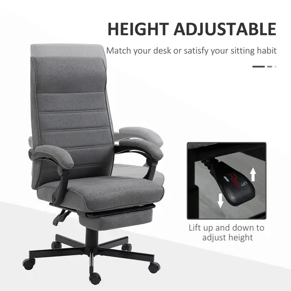 Buy Office Chair, Computer Desk Chair, Fabric Swivel Chair with Adjustable Height and Rolling Wheels for Home Office Work Study, Grey, 4 image