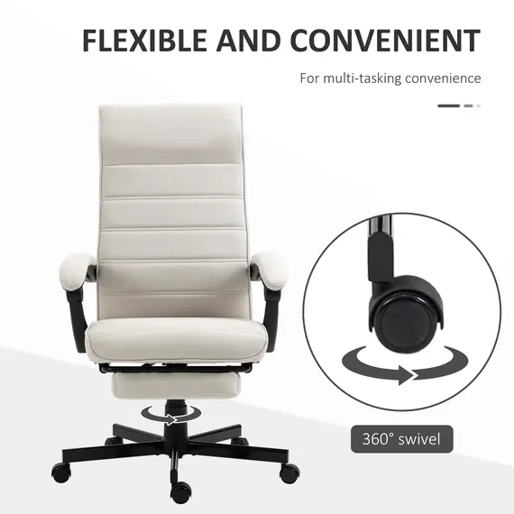 Buy Office Chair, Computer Desk Chair, Fabric Swivel Chair with Adjustable Height and Rolling Wheels for Home Office Work Study, Cream White, 6 image