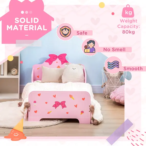 Buy Princess-Themed Kids Toddler Bed w/ Cute Patterns, Safety Rails, for Ages 3-6 Years - Pink, 6 image