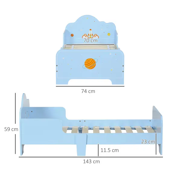 Buy Space Themed Toddler Bed, Kids Bedroom Furniture, with Safety Rails - Blue, 3 image