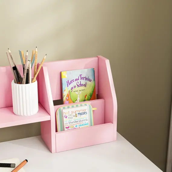 Buy Two-Piece Kids Desk and Chair Set with Storage, for Ages 5-8 Years - Pink, 8 image