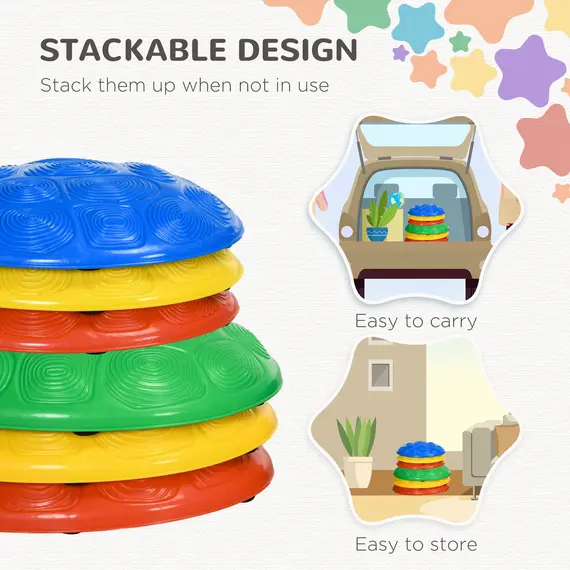 Buy Six-Piece Kids Stepping Stones, with Non-Slip Mats, Balance River Stones, 6 image