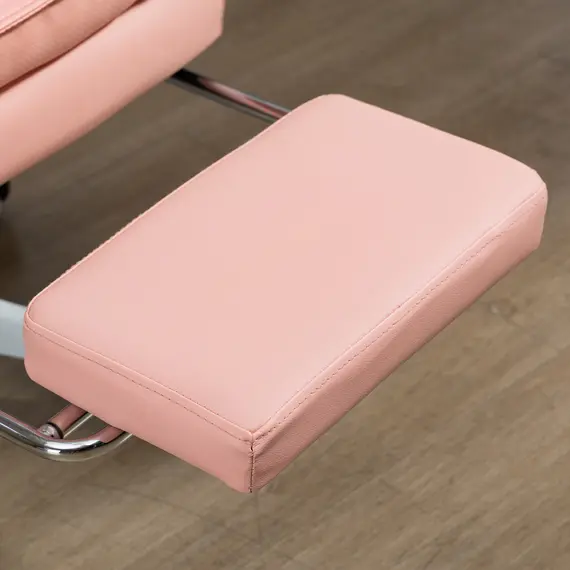 Buy Vibration Massage Office Chair with Heat, Ergonomic Computer Desk Chairs, Faux Leather Desk Chair with Footrest, Armrest and Reclining Backrest, Pink, 9 image