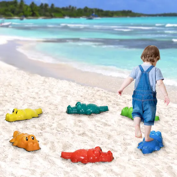 Buy 6PCs Kids Stepping Stones, Crocodile-Designed Sensory Toys, with Anti-Slip Edge Balance River Stones, 7 image