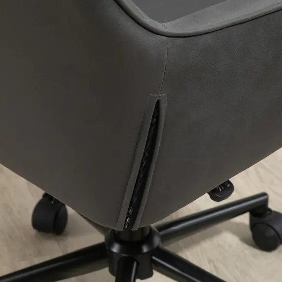Buy Office Desk Chair, Leather-Feel Fabric Computer Swivel Chair with Rolling Wheels and Adjustable Height for Home, Grey, 7 image