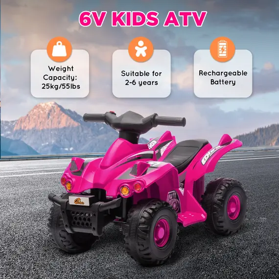 Buy 6V Kids Electric Quad Bike w/ Music, Forward Function, for 2-6 Years, Pink, 7 image