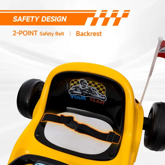 Buy 6V Electric Go Kart for Kids with Music, Light, Horn, for 3-5 Years, Yellow, 6 image