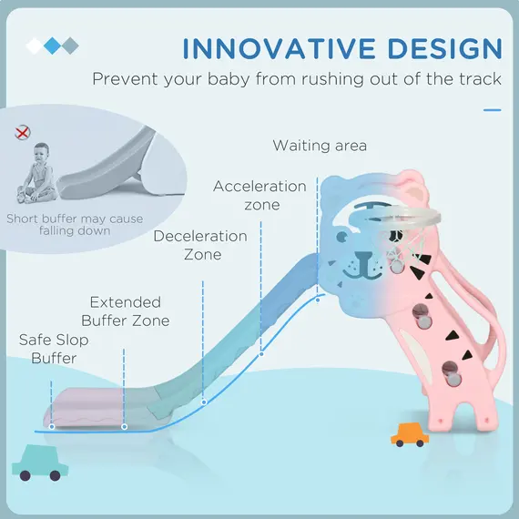 Buy 3 in 1 Baby Slide for Indoor Use with Climber, Basketball Hoop, Basketball, for Ages 18-36 Months - Pink, 6 image