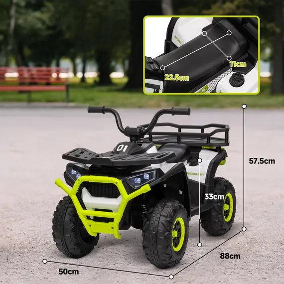Buy 12V Kids Electric Ride on ATV, Battery Powered Quad Bike w/ Spring Suspension, Forward Backward, Storage Basket - Green, 3 image