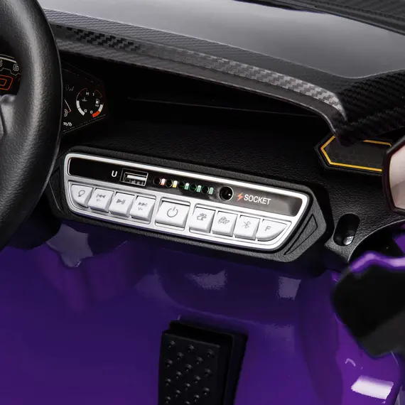 Buy 12V Lamborghini Autentica Licensed Kids Electric Car with Remote Control, Four Suspension Wheels, Soft Start, Purple, 9 image