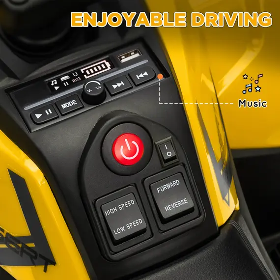 Buy 12V Kids Electric Ride on ATV, Battery Powered Quad Bike w/ Spring Suspension, Forward Backward, Storage Basket - Yellow, 7 image