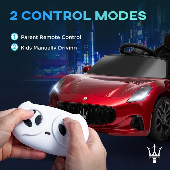 Buy 12V Maserati Gran Turismo Folgore Lincesed Kids Electric Car with Remote Control, Soft Start, Wine Red, 5 image