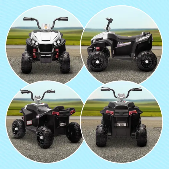 Buy 12V Kids Electric Quad Bike w/ Spring Suspension System, Forward, Backward, LED Light, Music, MP3, White, 9 image
