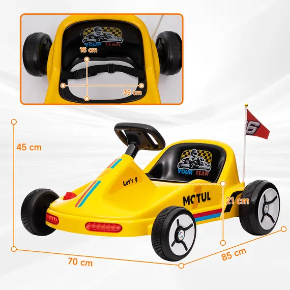 Buy 6V Electric Go Kart for Kids with Music, Light, Horn, for 3-5 Years, Yellow, 3 image