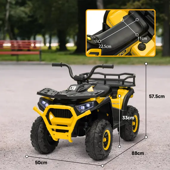 Buy 12V Kids Electric Ride on ATV, Battery Powered Quad Bike w/ Spring Suspension, Forward Backward, Storage Basket - Yellow, 3 image