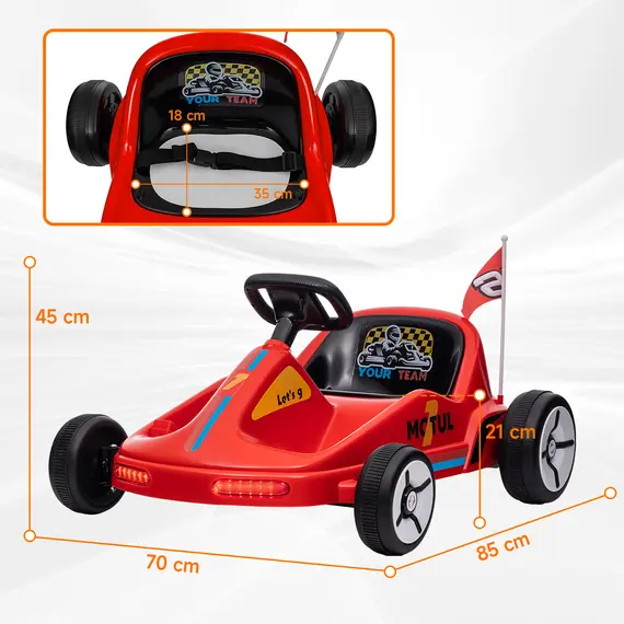 Buy 6V Electric Go Kart for Kids with Music, Light, Horn, for 3-5 Years, Red, 3 image