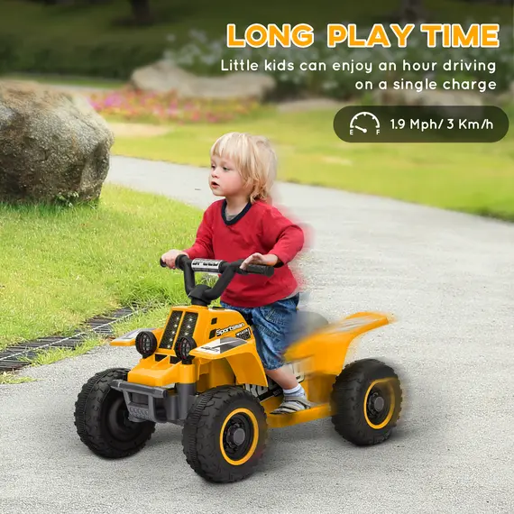 Buy 6V Electric Quad Bike for Kids, Ride On ATV w/ Forward Backward, Headlights, for 18-36 Months, Yellow, 5 image