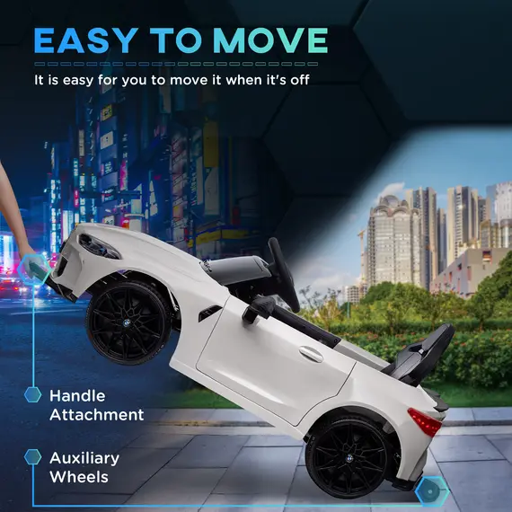 Buy 12V BMW Licensed Kids Car, with Easy Transport, Remote Control, Suspension, Music, Horn, LED Lights, White, 5 image