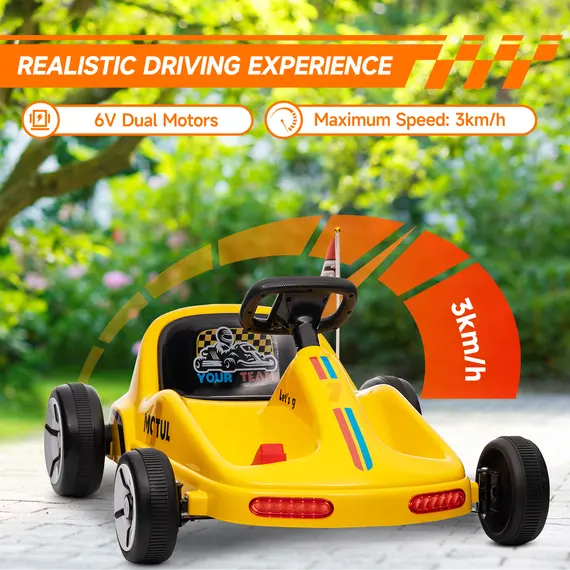 Buy 6V Electric Go Kart for Kids with Music, Light, Horn, for 3-5 Years, Yellow, 4 image