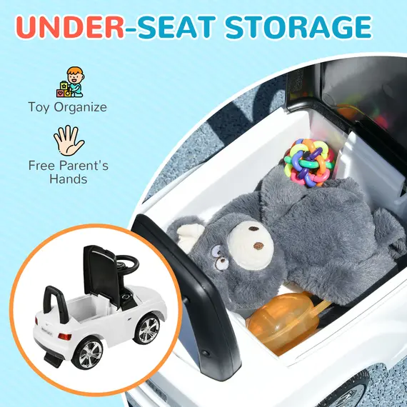Buy Bentley Bentayga Licensed Foot to Floor Ride on Car, Sliding Car Push Along Car w/ Under Seat Storage - White, 6 image