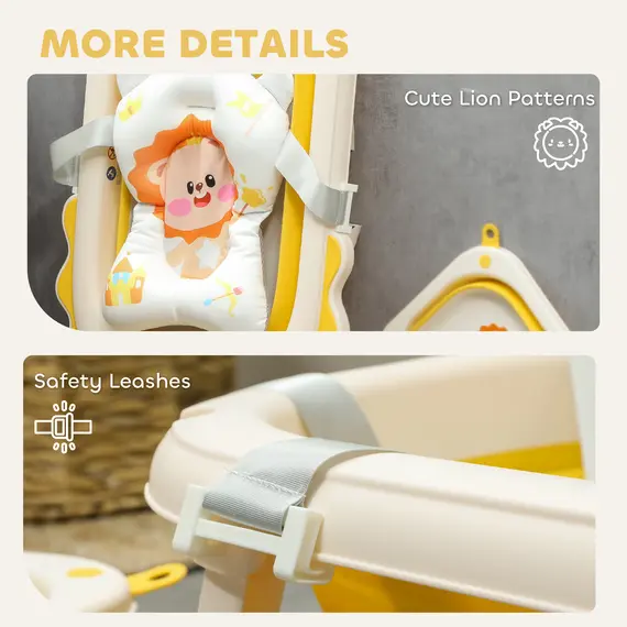 Buy Foldable Baby Bath Tub Set with Bath Cushion, Wash Basin, Non-Slip Stand, Bottom, Yellow, 8 image