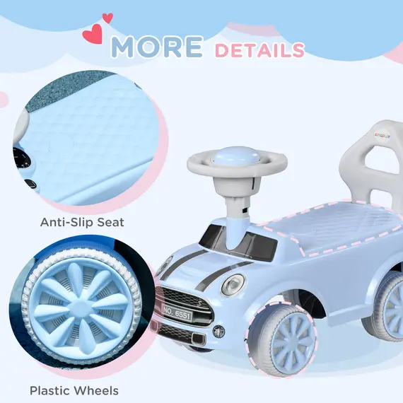 Buy Foot To Floor Ride On Car Sliding Car w/ Air Horn, Anti-Over-Backwards, 18 to 36 Months - Light Blue, 7 image