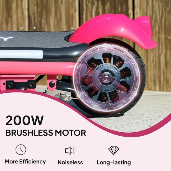 Buy Electric Scooter for Kids Ages 6-14, with Dual Brakes, Flash Wheel and Colourful Light, Kids Electric Scooter E Scooter, Up to 12 KM/H & 10 KM, Pink, 6 image