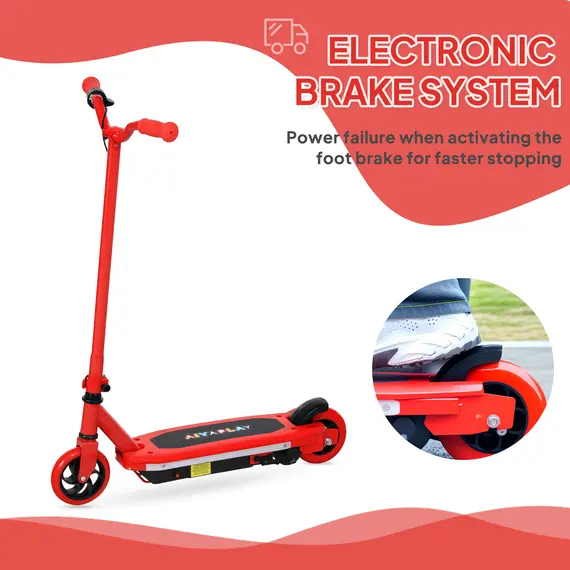 Buy Electric Scooter for Ages 6-14, with Colourful Light and Electric Brake, Electric Scooter E Scooter, Up to 10 KM/H & 8 KM, Red, 5 image