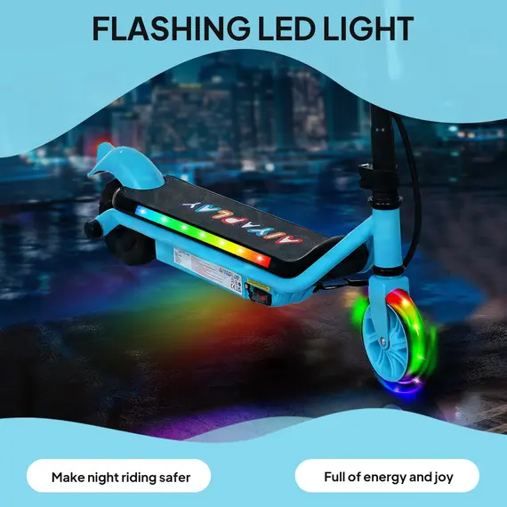 Buy Electric Scooter for Kids Ages 6-14, with Dual Brakes, Flash Wheel and Colourful Light, Kids Electric Scooter E Scooter, Up to 12 KM/H & 10 KM, Blue, 4 image