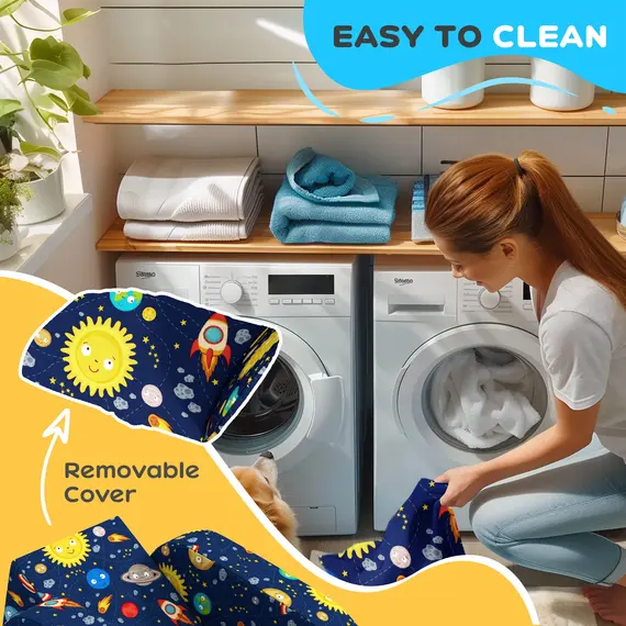 Buy Foldable Toddler Chair Soft Snuggle Sponge Filled for Bedroom Playroom, Aged 18 Months to 3 Years - Dark Blue, 7 image