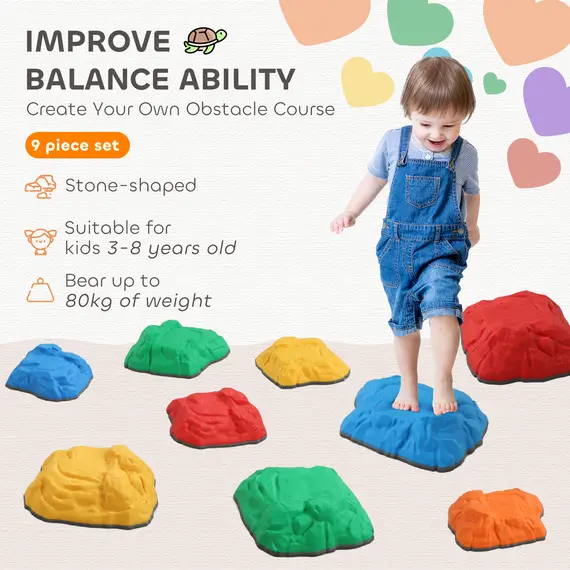 Buy Balance Stepping Stones for Kids with Non-slip Bottom, Indoor Outdoor Obstacle Course for Ages 3-8 Years, Multicoloured, 4 image