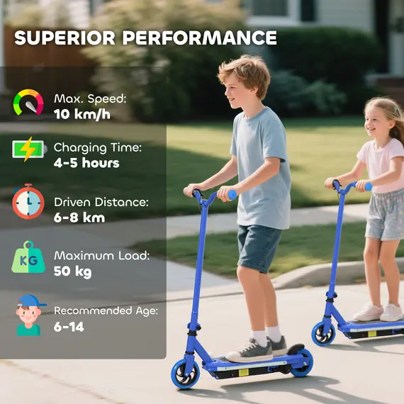 Buy Electric Scooter for Ages 6-14, with Colourful Light and Electric Brake, Electric Scooter E Scooter, Up to 10 KM/H & 8 KM, Blue, 6 image