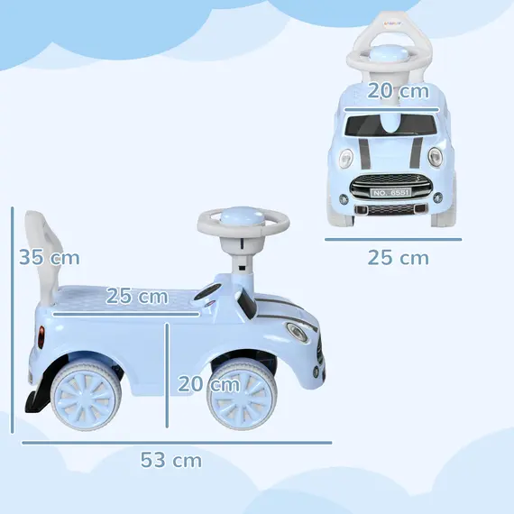 Buy Foot To Floor Ride On Car Sliding Car w/ Air Horn, Anti-Over-Backwards, 18 to 36 Months - Light Blue, 3 image