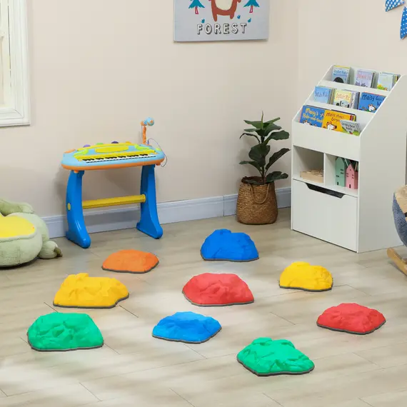 Buy Balance Stepping Stones for Kids with Non-slip Bottom, Indoor Outdoor Obstacle Course for Ages 3-8 Years, Multicoloured, 8 image