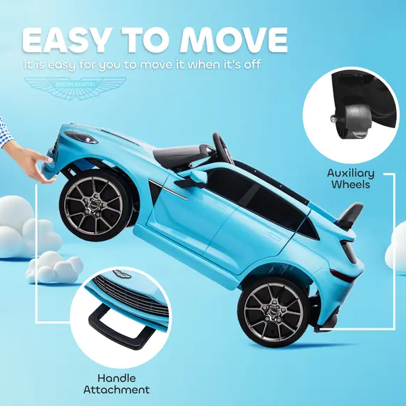 Buy Aston Martin DBX Licensed Battery Powered Kids Electric Car, 12V Kids Ride on Car w/ Lights, Music Horn, Blue, 6 image