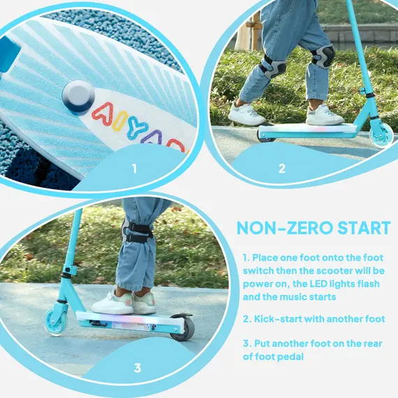 Buy Electric Scooter for Kids Ages 4-7, with Auxiliary Rear Wheels, Flashing LED Light and Electric Brake, Kids Electric Scooter for Boys Girls, 6 KM/H & 8 KM, Blue, 6 image