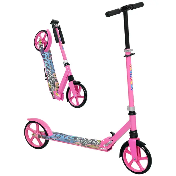 Buy Foldable Kids Scooter with Adjustable Handlebar, 200mm Big Wheel, Rear Fender Brake, for Ages 6-12 Years, Pink