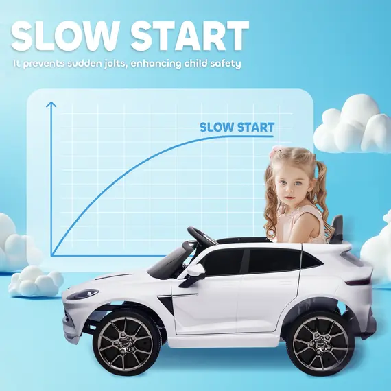 Buy Aston Martin DBX Licensed Battery Powered Kids Electric Car, 12V Kids Ride on Car w/ Lights, Music Horn, White, 9 image