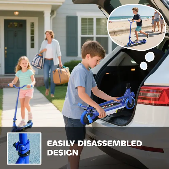 Buy Electric Scooter for Ages 6-14, with Colourful Light and Electric Brake, Electric Scooter E Scooter, Up to 10 KM/H & 8 KM, Blue, 7 image