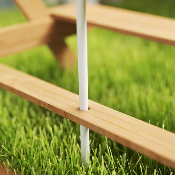 Buy Kids Picnic Table, Sand and Water Table with Wooden Benches, Adjustable Parasol and Storage Bins, Multicolour, 9 image