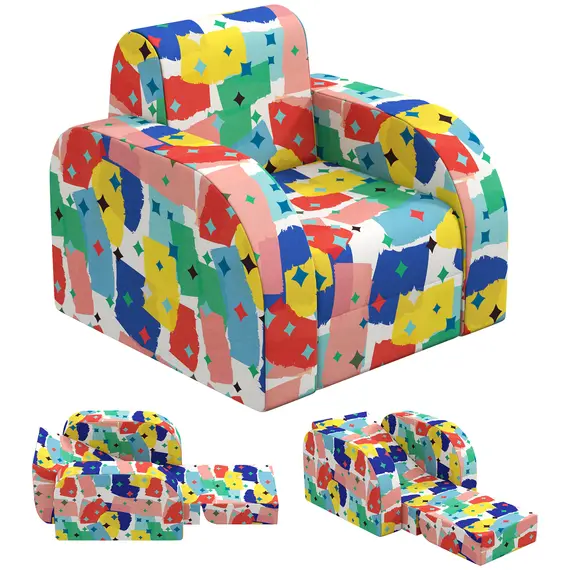 Buy Foldable Toddler Chair Soft Snuggle Sponge Filled for Bedroom Playroom, Aged 18 Months to 3 Years - Multicoloured