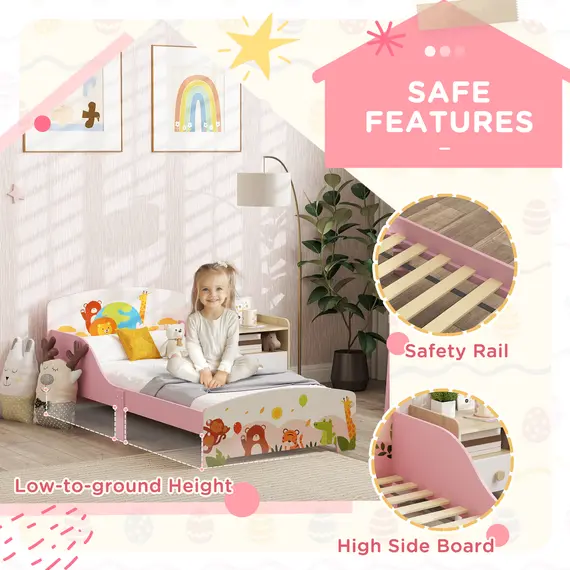 Buy Cute Animal-Themed Toddler Bed w/ Safety Rails, 143 x 77 x 60cm, 4 image