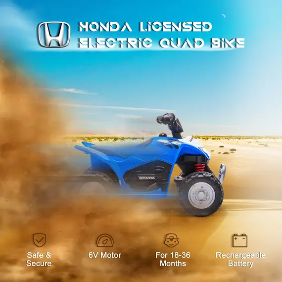 Buy Honda Licensed Kids Electric Quad Bike, 6V ATV Ride On for Ages 1.5-3 Years, Blue, 4 image