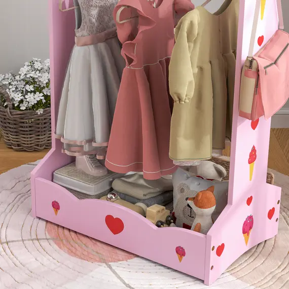 Buy Kids Clothes Rail with 2 Storage Shelves for 3-8 Years Old, Hot Pink, 7 image