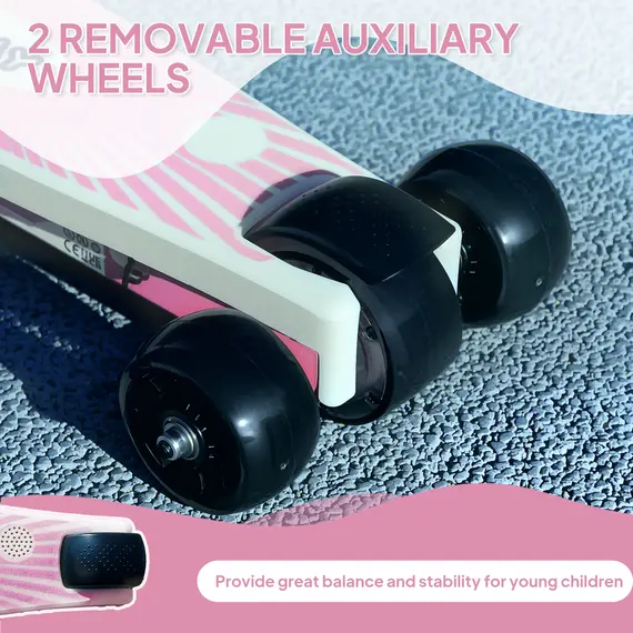 Buy Electric Scooter for Kids Ages 4-7, with Auxiliary Rear Wheels, Flashing LED Light and Electric Brake, Kids Electric Scooter for Boys Girls, 6 KM/H & 8 KM, Pink, 4 image