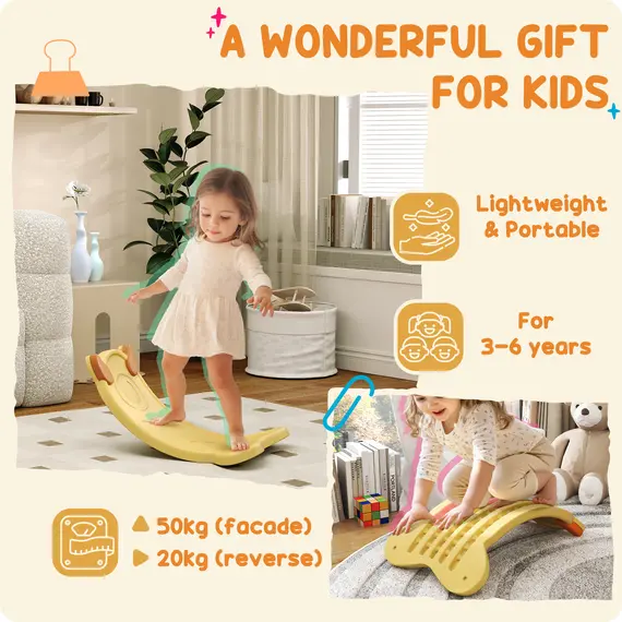 Buy Balance Board for Kids Balance Training & Sensory Play, Yellow, 6 image