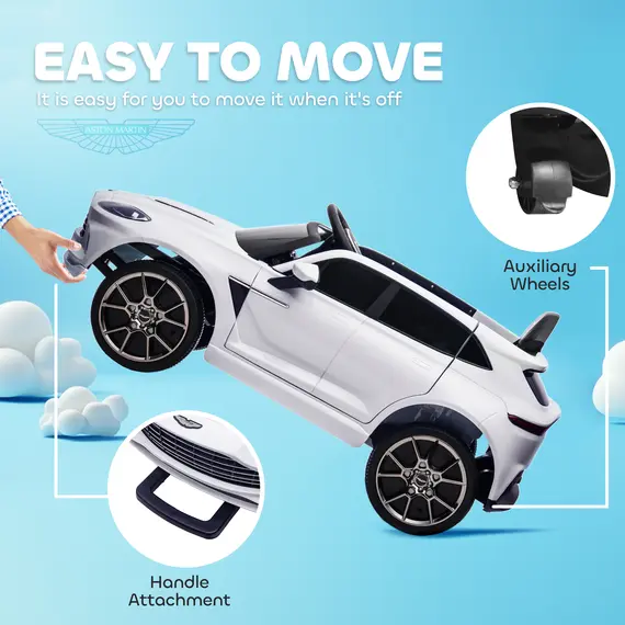 Buy Aston Martin DBX Licensed Battery Powered Kids Electric Car, 12V Kids Ride on Car w/ Lights, Music Horn, White, 6 image
