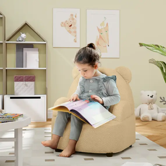 Buy Kids Armchair, Bear Shaped Toddler Chair for Bedroom Playroom Living Room, Aged 18 Months to 3 Years - Khaki, 2 image